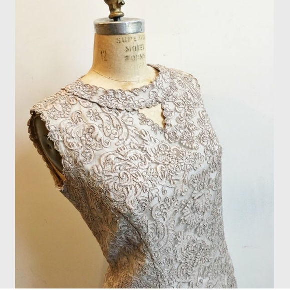 True Vintage J.H. Strauss 60's Luxury Lace Jacquard Shift Dress Made in France - Picture 7 of 16